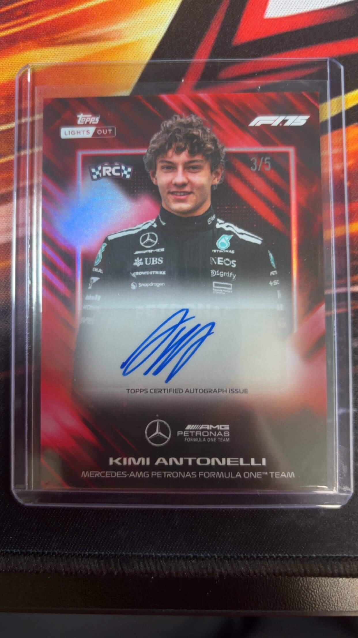 /5 Autograph Kimi Antonelli Topps Lights Out 2025